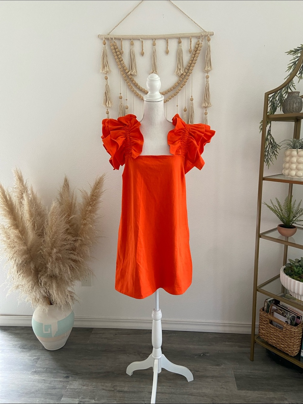 Free People Beach orange ruffle mini dress NWT medium